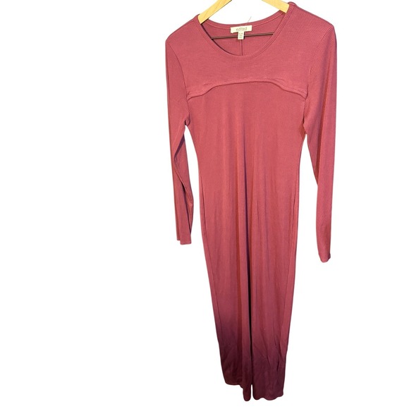 Edited By Remi Bader Dresses & Skirts - Edited by Remi Bader Mauve Pink Ribbed Long Sleeve Maxi Dress XL Bodycon